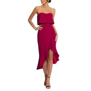 Xscape Bustier Strapless Ruffle Flouncy Magenta Pink Dress Formal Party 6 NEW